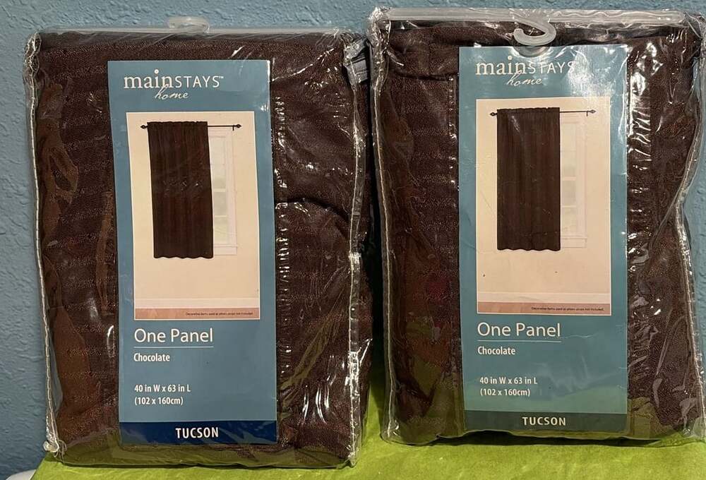 Mainstays Home Tucson Chocolate Brown One Panel Window Curtain 40 x 63 Set of 2